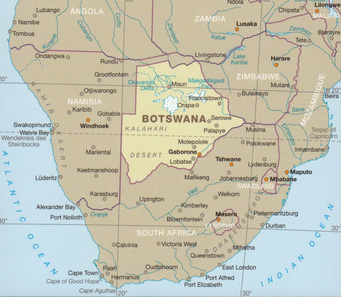 detail Botswana 1:1m mapa RKH