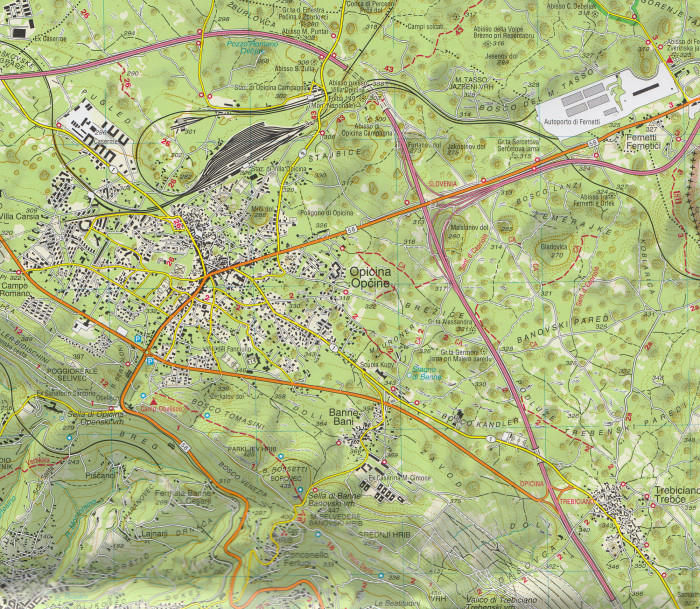 detail Carso Triestino e Isontino 1:25 000 turistická mapa TABACCO #47