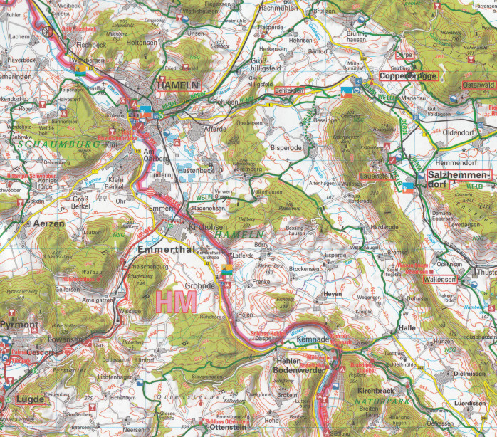 detail RTK 11 Ostwestfalen / Sauerland 1:150.000 cyklomapa ADFC