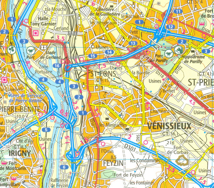 detail IGN 150 Lyon / Villefranche-sur-Saone 1:100t mapa IGN