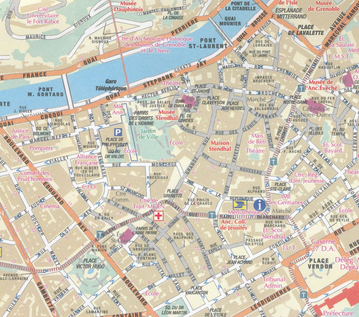 detail Grenoble 1:12,5t plán města IGN