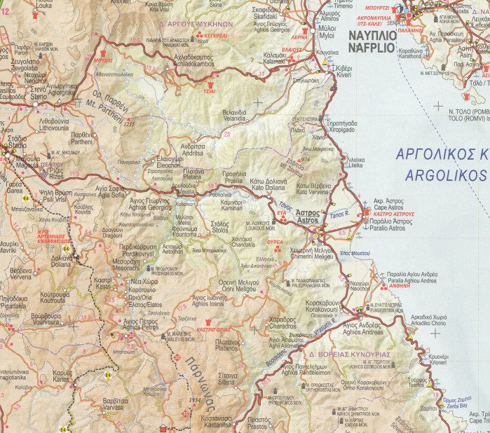 detail Peloponnese (Řecko) 1:250t, cestovní mapa ANAVASI
