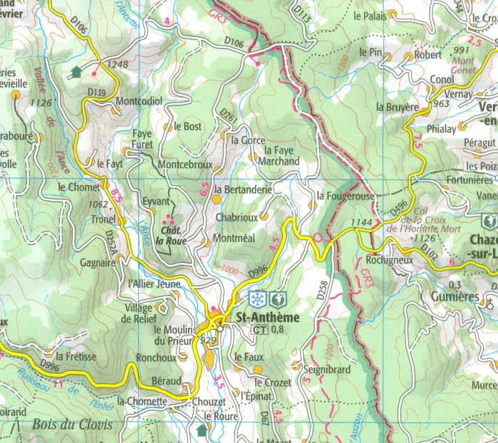 detail IGN 149 Lyon, St-Étienne 1:100t mapa IGN