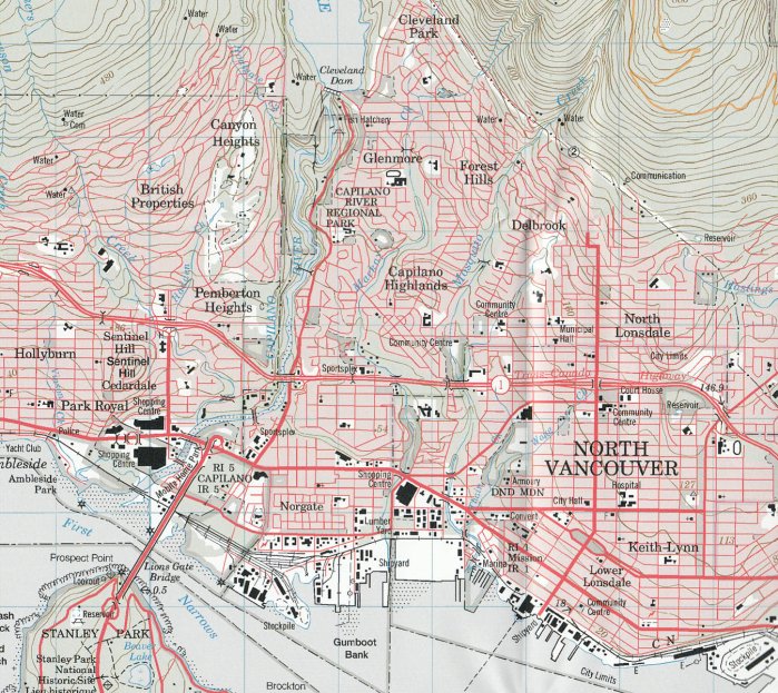 detail Vancouver sever (North Vancouver) 1:50t mapa ITM