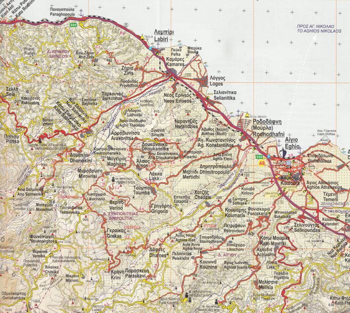 detail Achaia (Řecko) 1:100t, turistická mapa ANAVASI