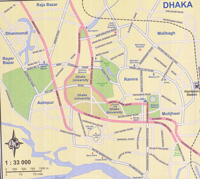 detail Bangladéš (Bangladesh) 1:750t & India East 1:1,5m mapa ITM