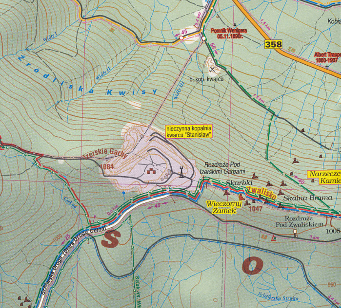 detail Góry Izerskie / Jizerské hory 1:25.000 turistická mapa Galileos