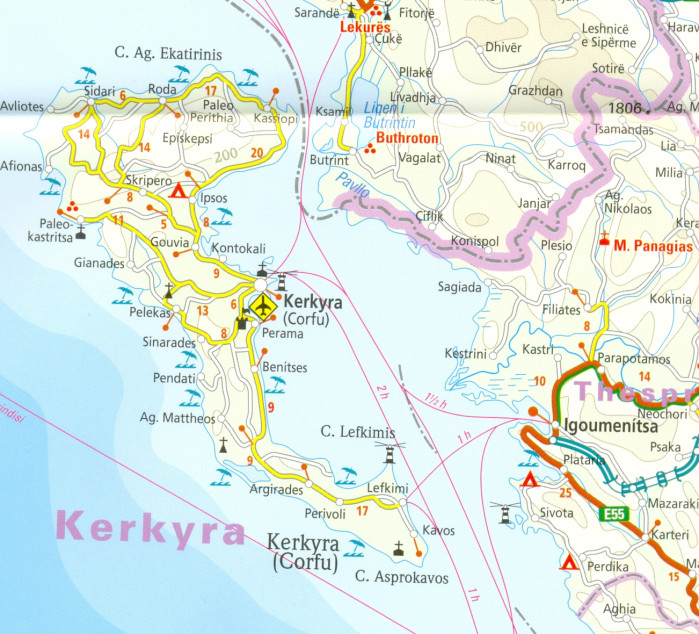 detail Korfu (Corfu) 1:65.000 mapa RKH