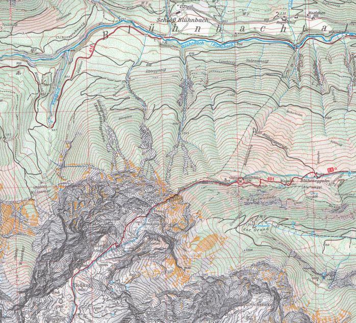 detail Hochkönig, Hagengebirge 1:25 000, turistická mapa letní a zimní, Alpenverein #10