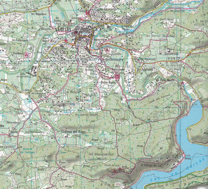 detail IGN 3444 OT Brignoles Le Luc 1:25t mapa IGN