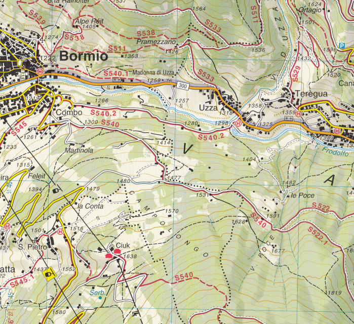 detail Ortles – Cevedale 1:25 000 turistická mapa TABACCO #08