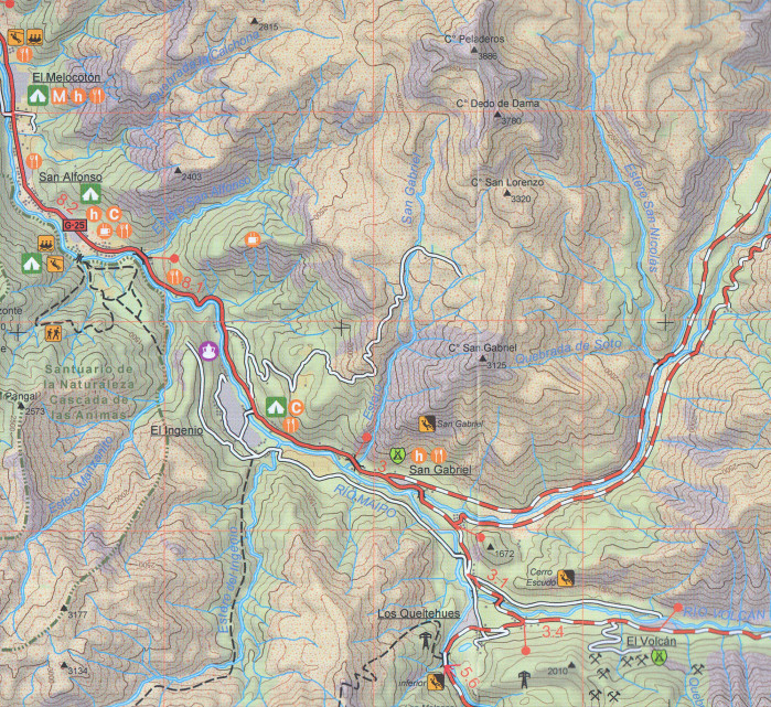 detail Chile - Cajón del Maipo 1:50t/100t turistická mapa COMPASS