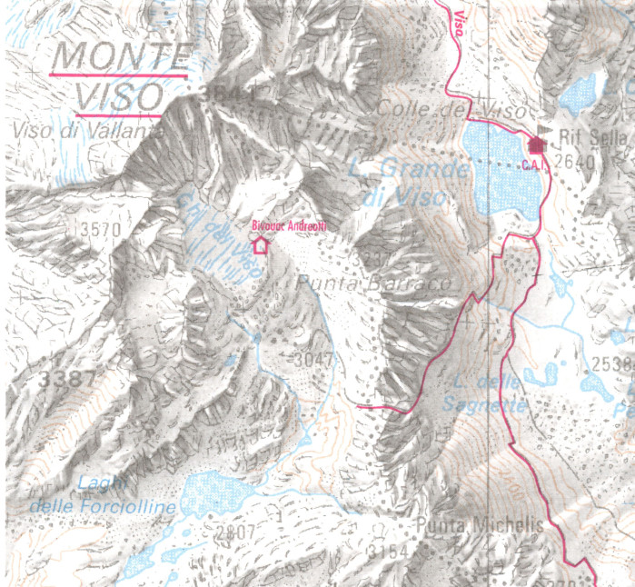 detail IGN 3637 OT Mont Viso 1:25t mapa IGN