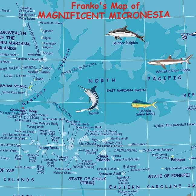detail Guam 1:94t guide & dive mapa FRANKO´S
