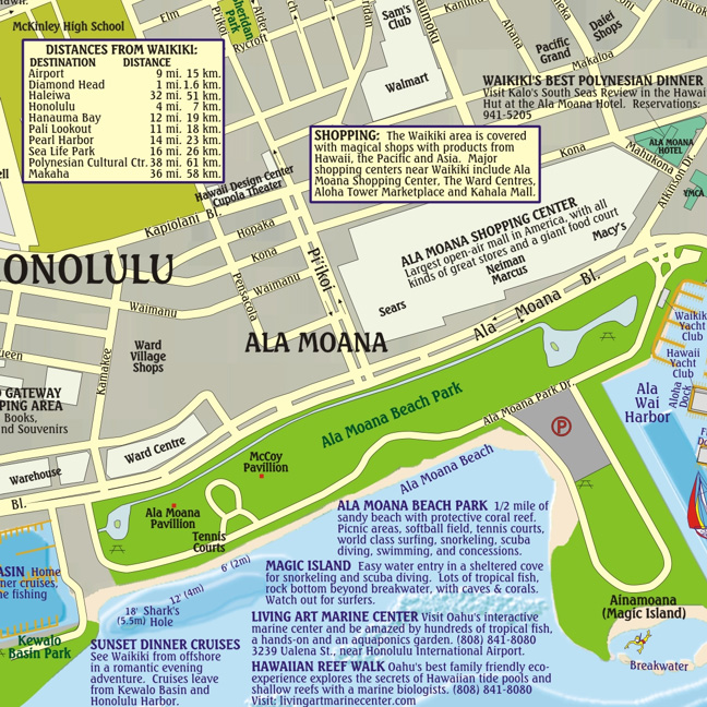detail Oahu 1:176t Guide mapa + Waikiki plan FRANKO´s
