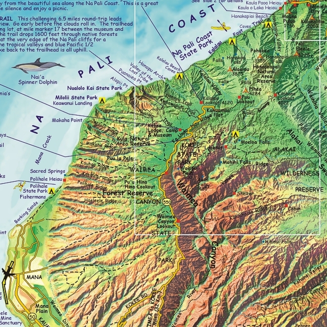 detail Kauai 1:160t Guide mapa FRANKO´S