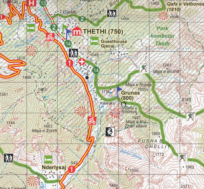 detail Albánie 1:50 000 (1) Vermoshi – Tamare – Razma – Thethi