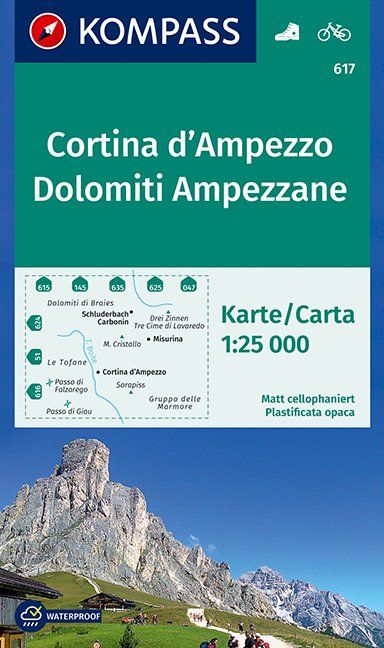 detail Cortina d´Ampezzo - Dolomiti 1:25t mapa #617 KOMPASS