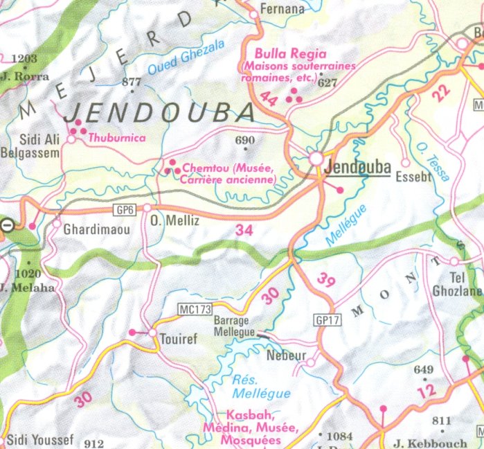 detail Tunisko (Tunisia) 1:750t mapa Nelles