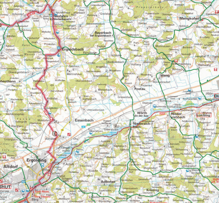 detail RTK 23 Bayerischer Wald / Donau 1:150.000 cyklomapa ADFC