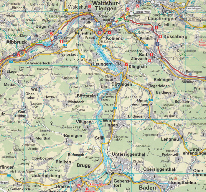 detail Eurovelo #1 Rhein- & Donauradweg / Basilej - Stein am Rhein 1:100t cyklomapa