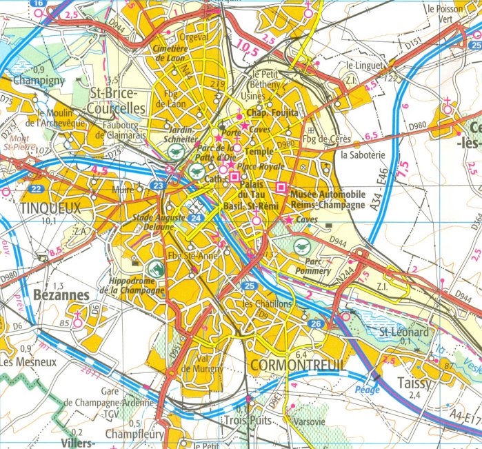 detail IGN 110 Reims, St-Dizier 1:100t mapa IGN