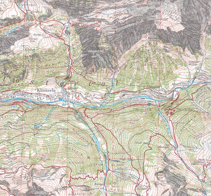 detail Lechtaler Alpen, Arlberggebiet 1:25 000, turistická mapa, Alpenverein #3/2