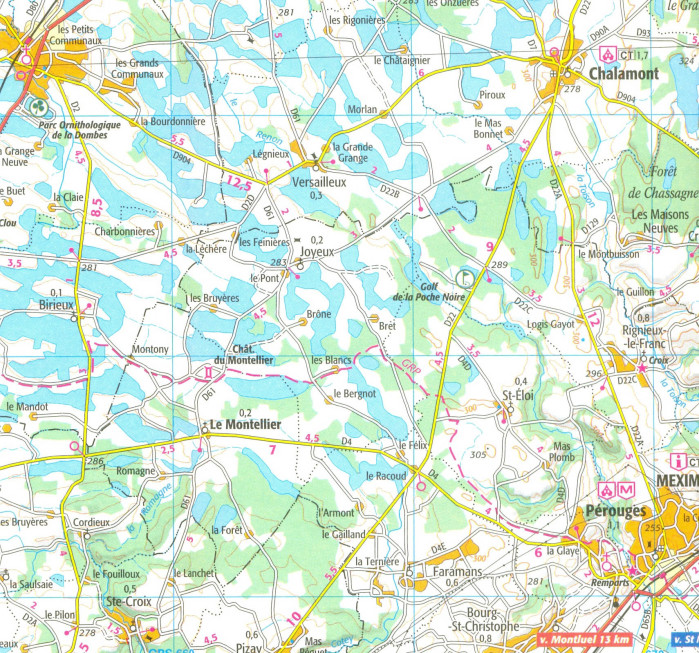 detail IGN 142 Roanne Macon 1:100t mapa IGN