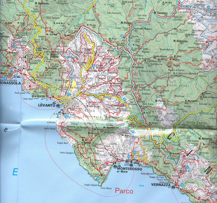 detail Cinque Terre 1:35t mapa #2450 KOMPASS
