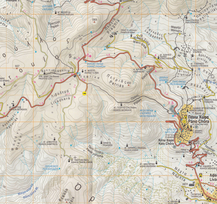 detail Serifos (Řecko) 1:20t, turistická mapa ANAVASI