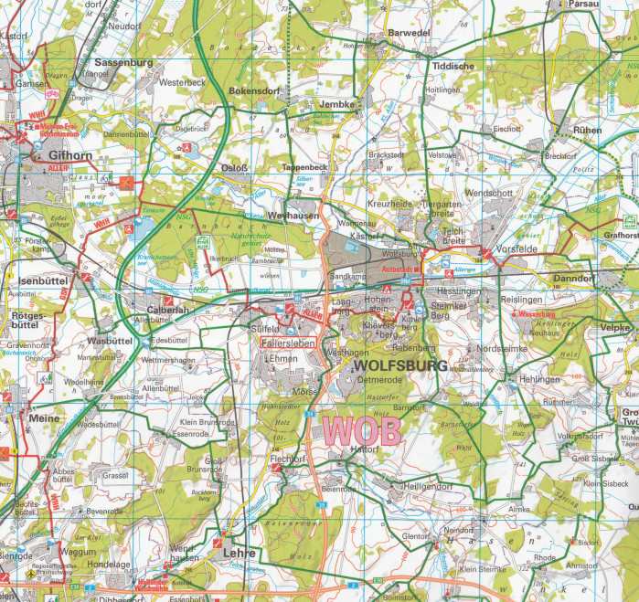 detail RTK 7 Lüneburger Heide / Hannover 1:150.000 cyklomapa ADFC
