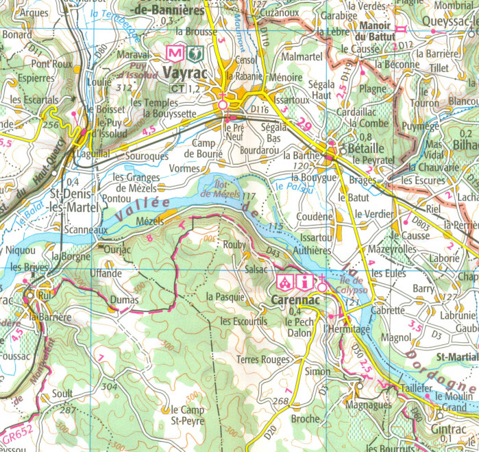 detail IGN 154 Brive-la-Gaillarde, Figeac 1:100t mapa IGN