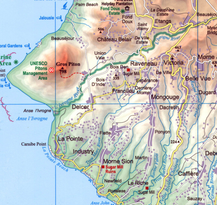 detail Svatá Lucie (St. Lucia) 1:50t mapa GIZI