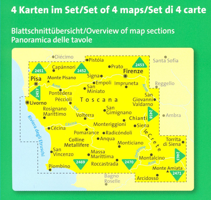 detail Toskánsko - Toscana sada 4 map 1:50t #2440 KOMPASS