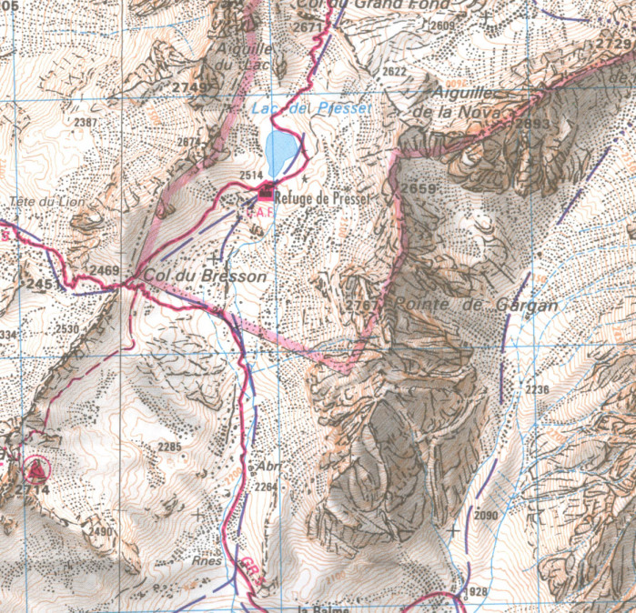 detail IGN 3532 OT Massif de Beaufortain 1:25t mapa IGN