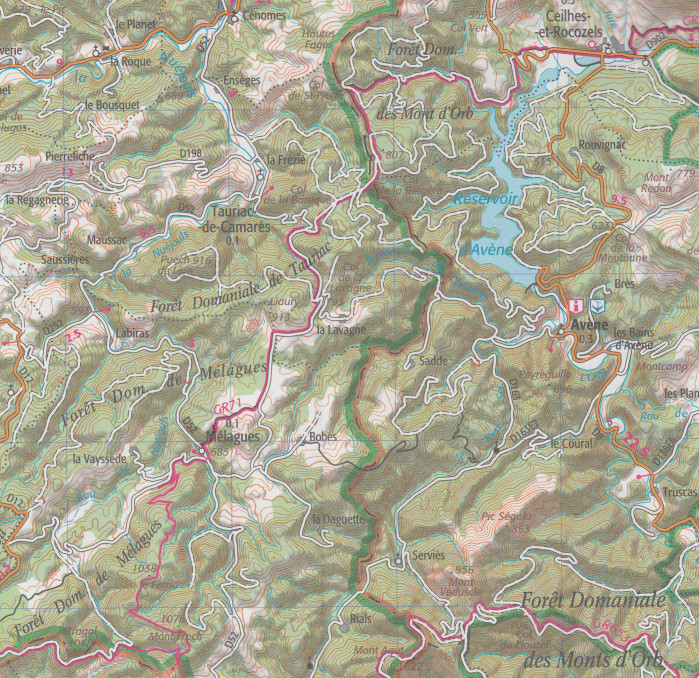 detail Haut-Languedoc 1:75t mapa IGN