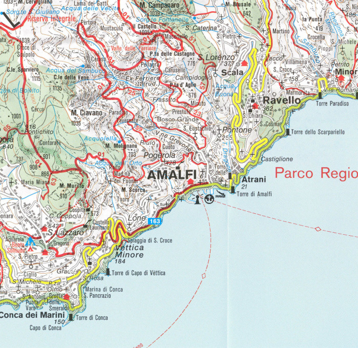 detail Penisola Sorentina 1:50t mapa KOMPASS #682