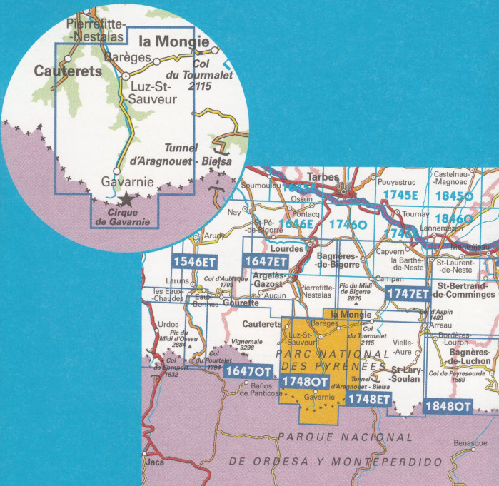 detail IGN 1748 OT Gavarnie 1:25t mapa IGN