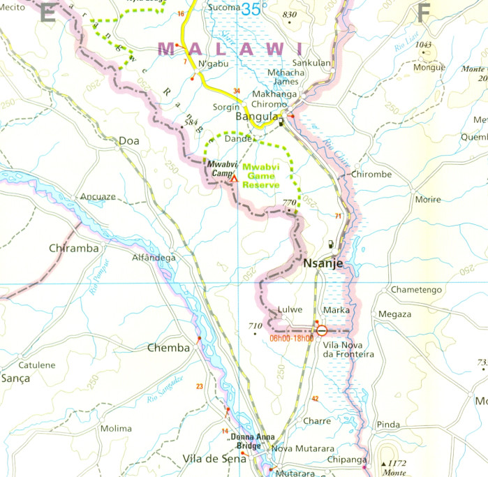 detail Mosambik (Mozambique), Malawi 1:1.200.000 mapa RKH