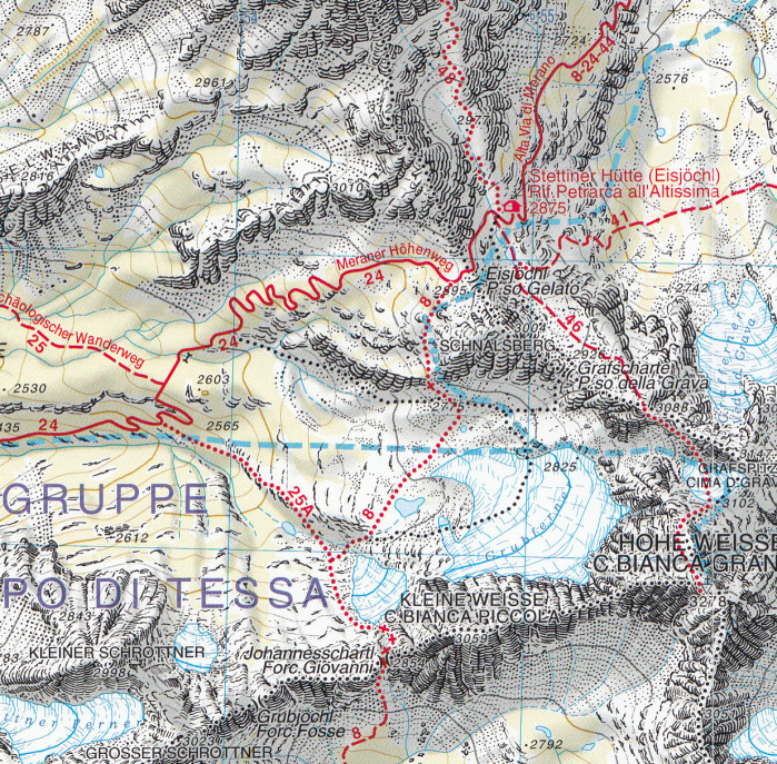 detail Merano a okolí 1:25 000 turistická mapa TABACCO #011