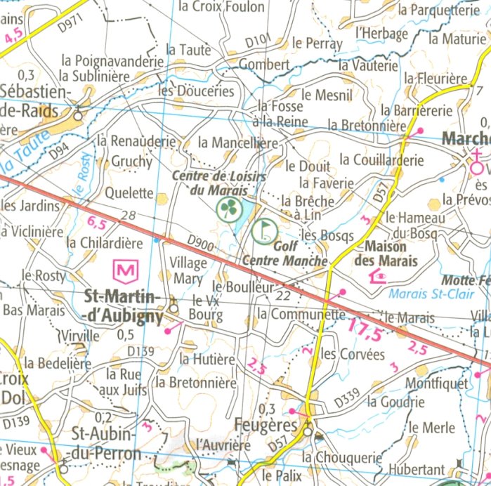detail IGN 106 Caen, Cherbourg - Octeville 1:100t mapa IGN