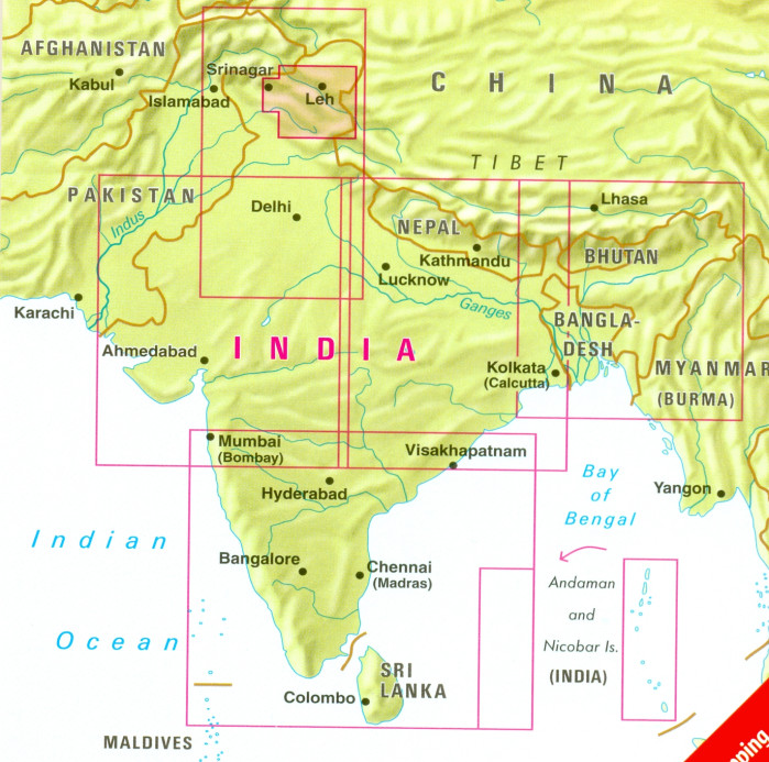 detail Indie - Ladakh, Zanskar 1:350t mapa Nelles