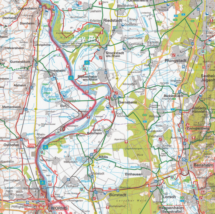 detail RTK 20 Rhein / Neckar 1:150.000 cyklomapa ADFC