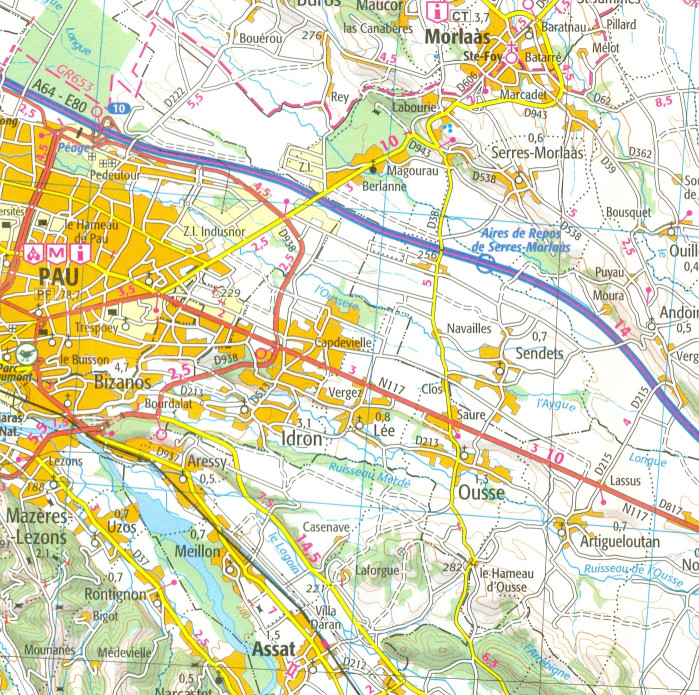 detail IGN 159 Pau, Mont de Marsan 1:100t mapa IGN