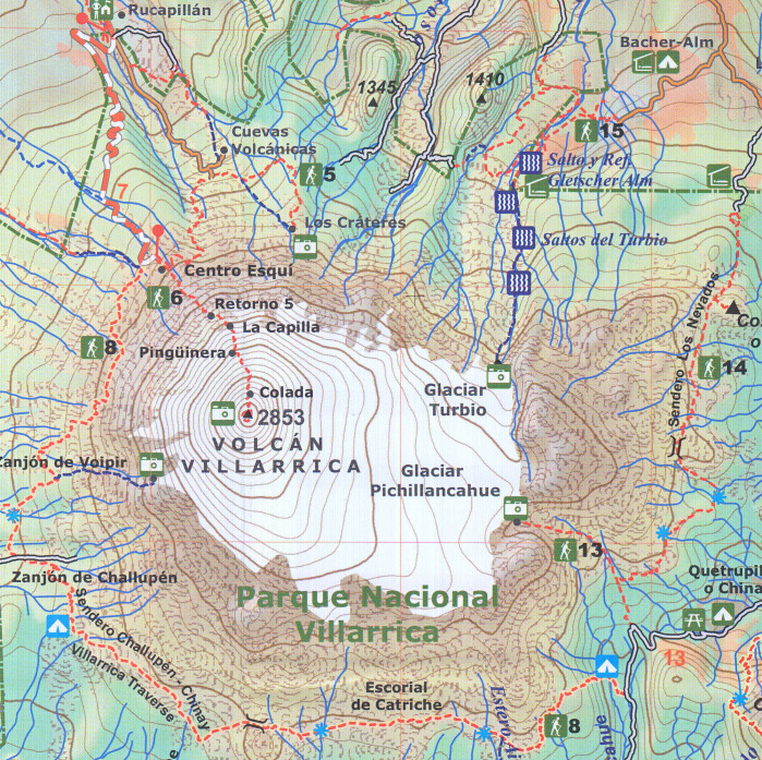 detail Chile - Pucón 1:100t turistická mapa COMPASS