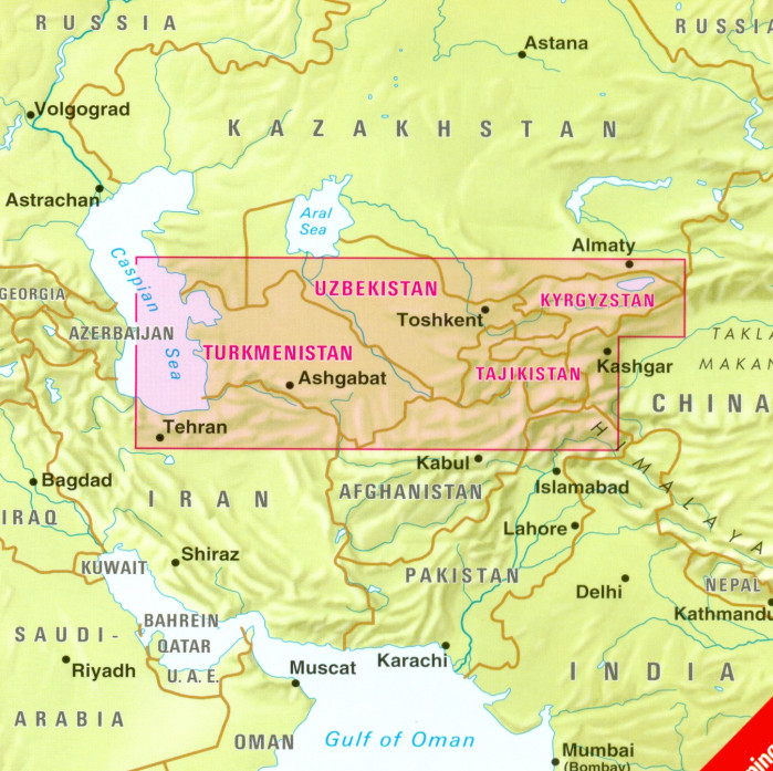 detail Střední Asie (Central Asia) 1:1,75m mapa Nelles