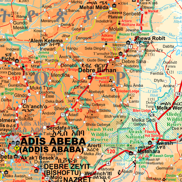 detail Etiopie (Ethiopia) nástěnná mapa 98x88GIZI