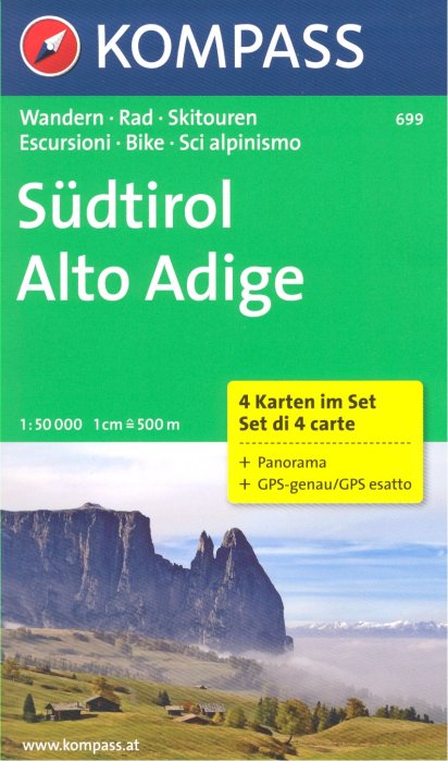 Jižní Tyrolsko (Südtirol), Alto Adige set 4 map #699 KOMPASS