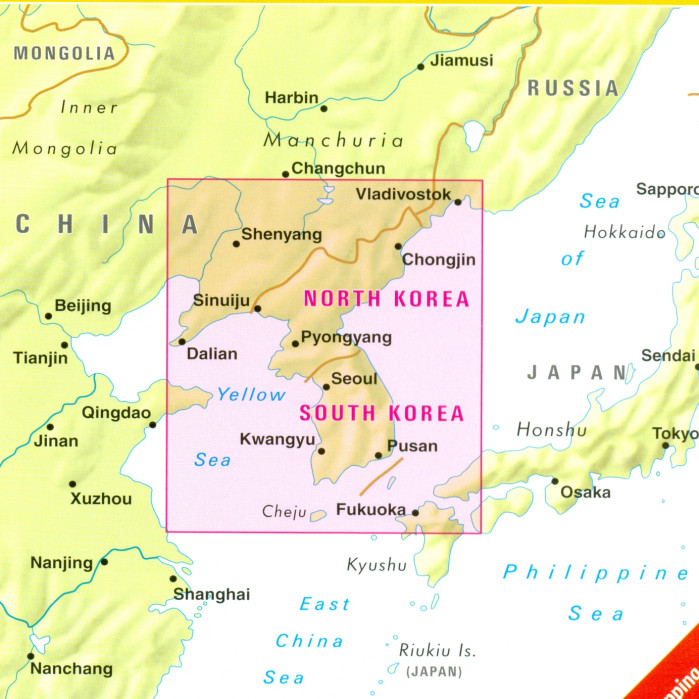 detail Korea Jižní / Severní 1:1,5m mapa Nelles