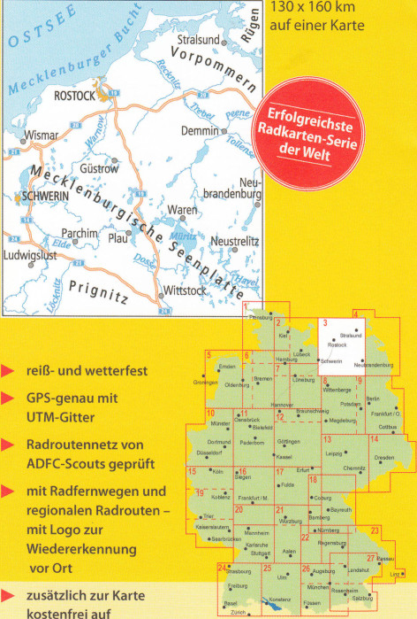 detail RTK 3 Ostseeküste / Mecklenburg 1:150.000 cyklomapa ADFC
